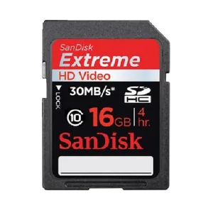 کارت حافظه SDHC سن دیسک مدل Extreme HD Video کلاس 10 استاندارد UHS-I U1 سرعت 30MBps همراه با آداپتور SD ظرفیت 16 گیگابایت