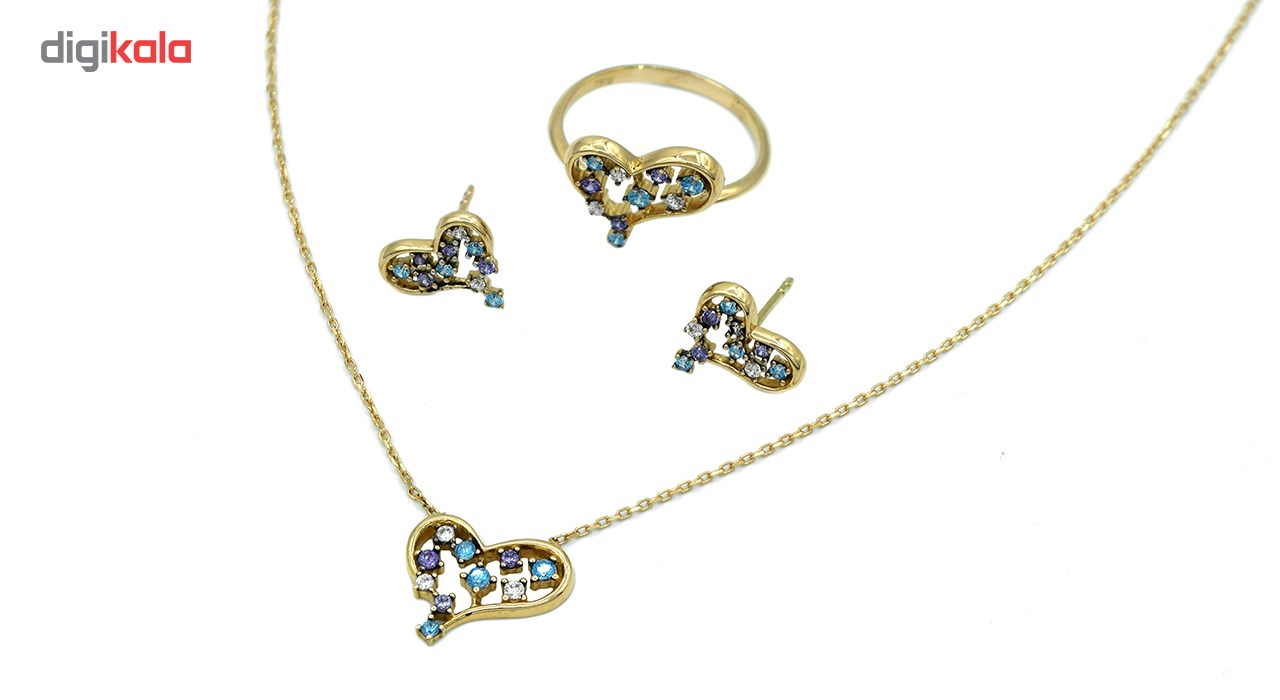 نیم ست طلا 18 عیار جواهری سون مدل 874