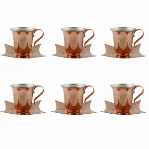 ست فنجان  نعلبکی مسی کد 52 مجموعه 6 عددی