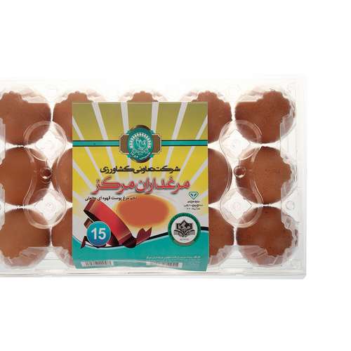 تخم مرغ پوست قهوه ای مرغداران مرکز بسته 15 عددی