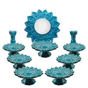 مجموعه ظروف هفت سین ده پارچه مدل  فیروزه ای کد 7SIN--140