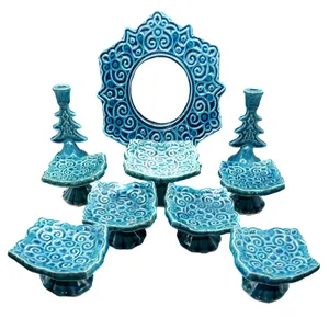 مجموعه ظروف هفت سین ده پارچه مدل فیروزه ای کد 150-NA
