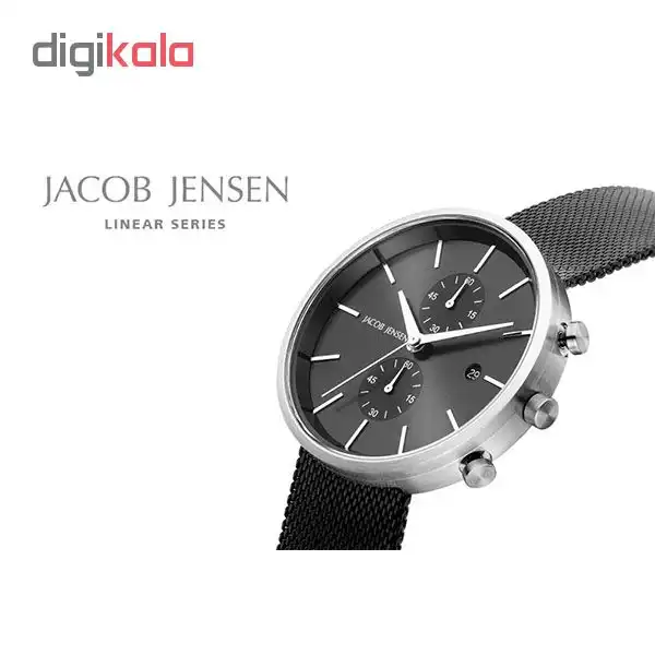 ساعت مچی عقربه ای مردانه جیکوب جنسن مدل Linear Series 626