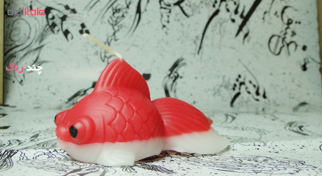 شمع مدل ماهی قرمز کد F2 به همراه یک عدد مجسمه نمدی ماهی