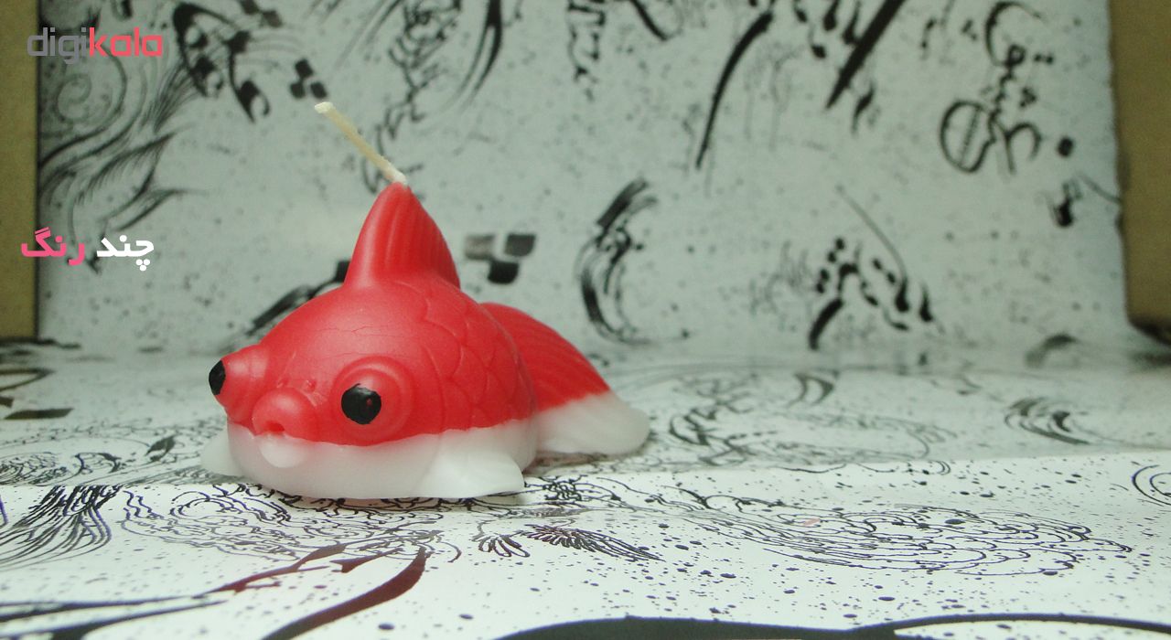 شمع مدل ماهی قرمز کد F2 به همراه یک عدد مجسمه نمدی ماهی