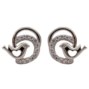گوشواره نقره آی جواهر طرح مرغ عشق کد 77179SGU