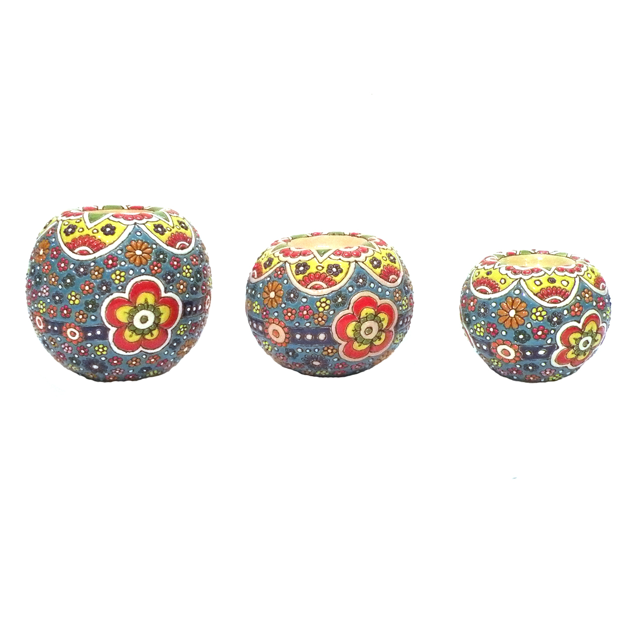 جاشمعی میناکاری طرح کروی مجموعه 3 عددی
