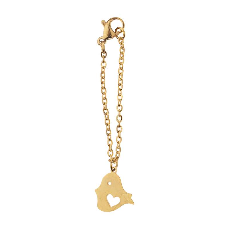 آویز ساعت طرح قلب پرنده طلایی کد AWD90