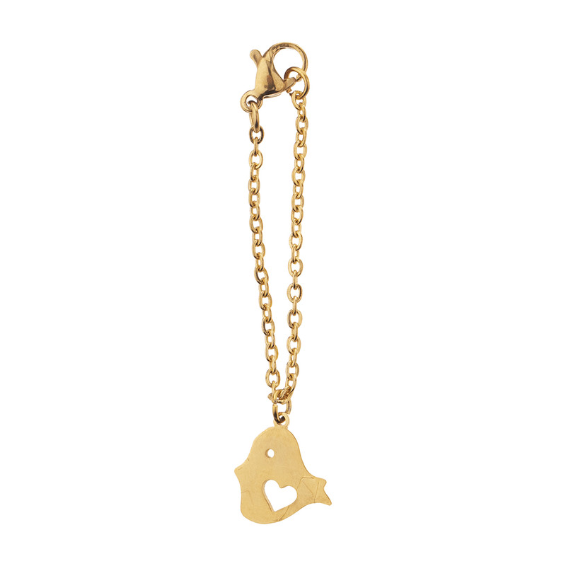 آویز ساعت طرح قلب پرنده طلایی کد AWD90