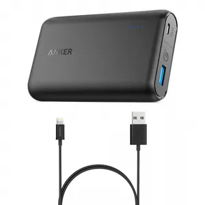 شارژر همراه انکر مدل A1266 PowerCore QC 3.0 ظرفیت 10000 میلی آمپر ساعت به همراه کابل لایتنینگ