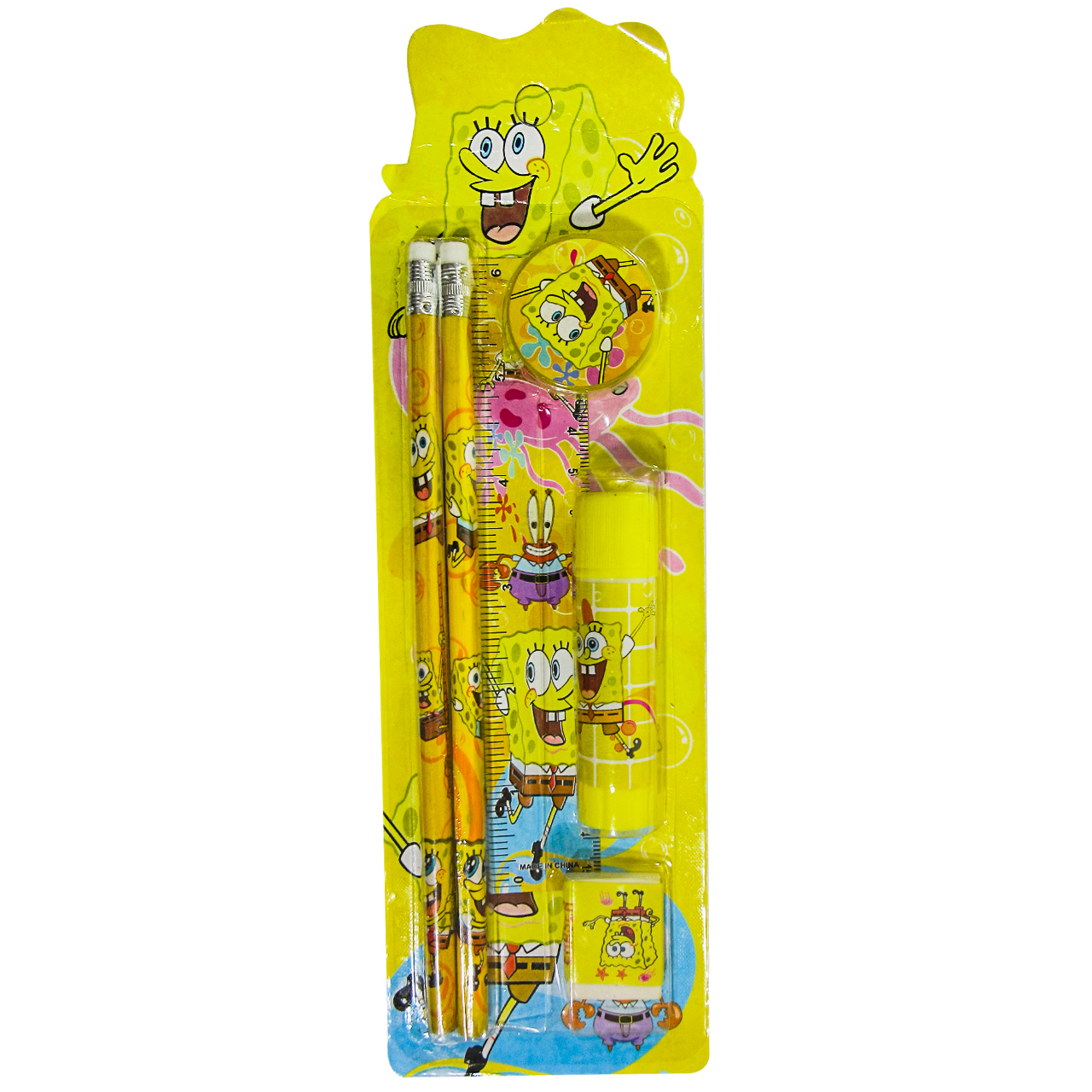 ست لوازم تحریر مدل Sponge Bob مجموعه 6 عددی
