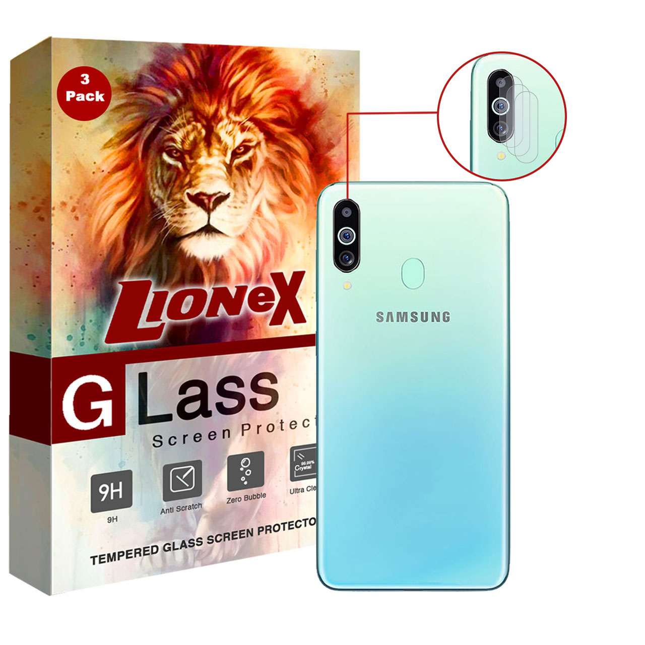 محافظ لنز دوربین لایونکس مدل UTFS مناسب برای گوشی موبایل سامسونگ Galaxy M40 بسته سه عددی