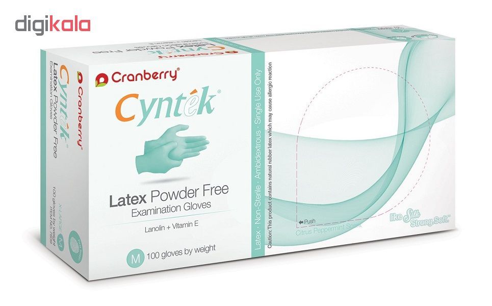 دستکش لاتکس کرنبری مدل Cyntek سایز Medium بسته 100 عددی