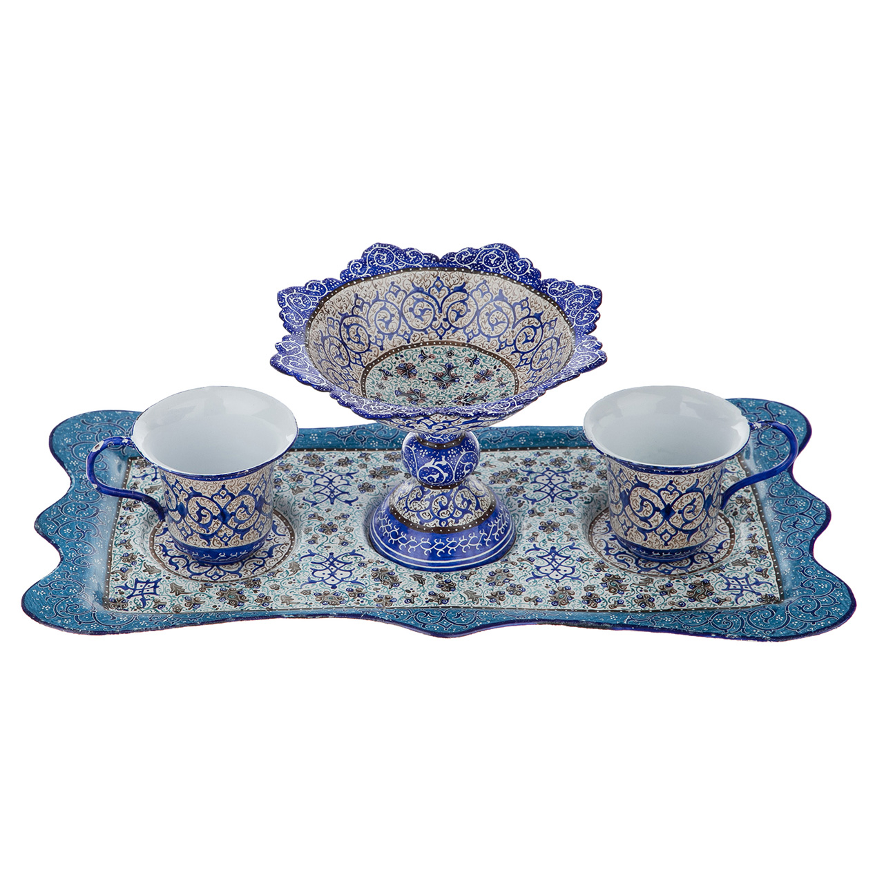 سرویس چای خوری مسی میناکاری شده اثر سلطانی کد 65