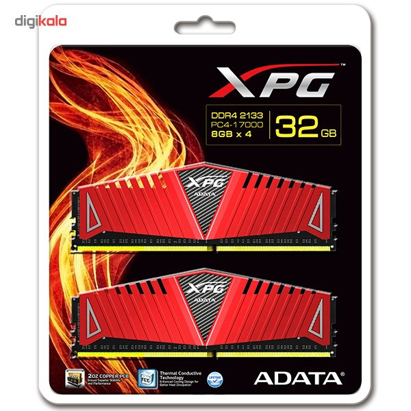 رم دسکتاپ DDR4 چهار کاناله 2133 مگاهرتز CL15 ای دیتا مدل XPG Z1 ظرفیت 32 گیگابایت