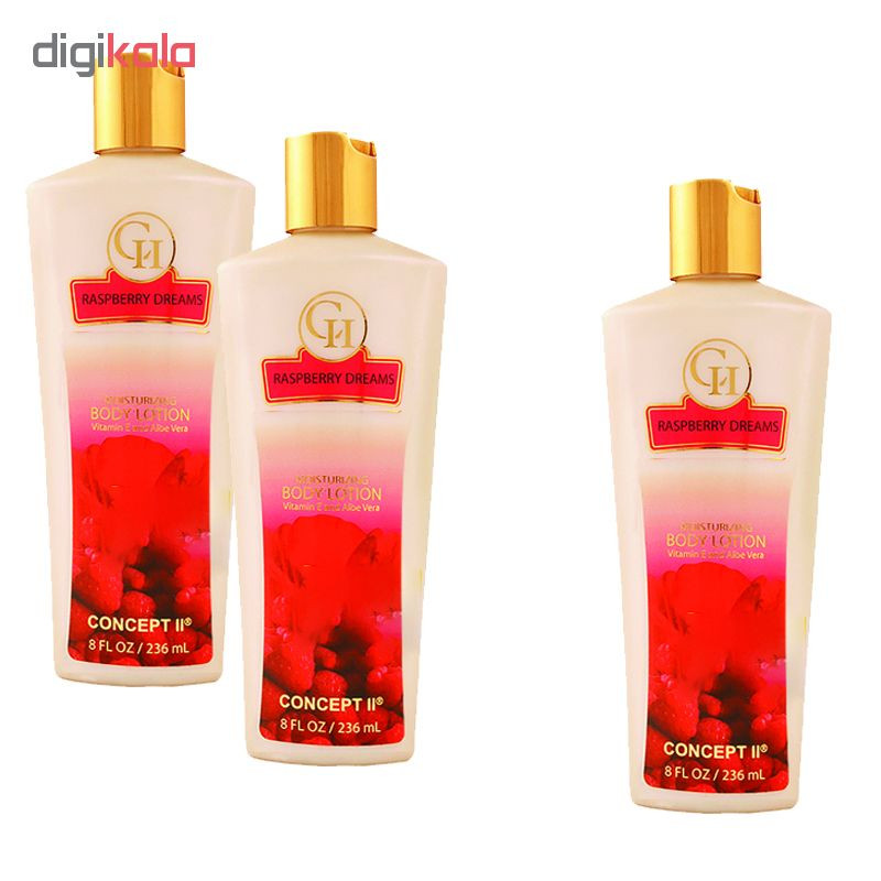لوسیون بدن کاسپت تو مدل RASPBERRY DREAMS حجم 236 میلی لیتر مجموعه 3 عددی
