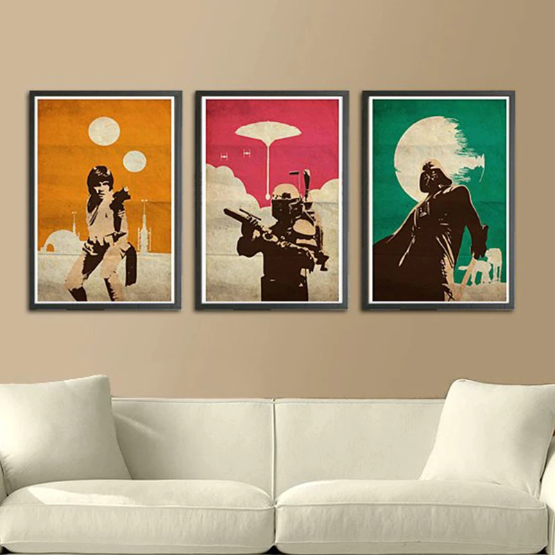 تابلو آگاپه مدل G154 طرح Star Wars مجموعه 3 عددی 
