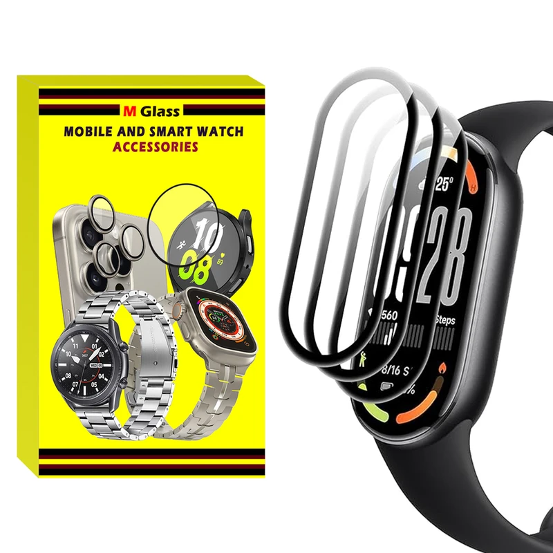 محافظ صفحه نمایش نانو ام‌گلس مدل GLS_Pmma مناسب برای ساعت هوشمند شیائومی Mi Band 8 12mm بسته سه عددی