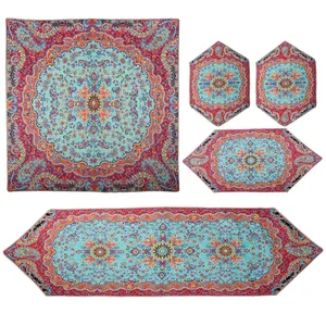 ست رومیزی ترمه طرح کیمیا مدل P52-01 مجموعه 5 عددی