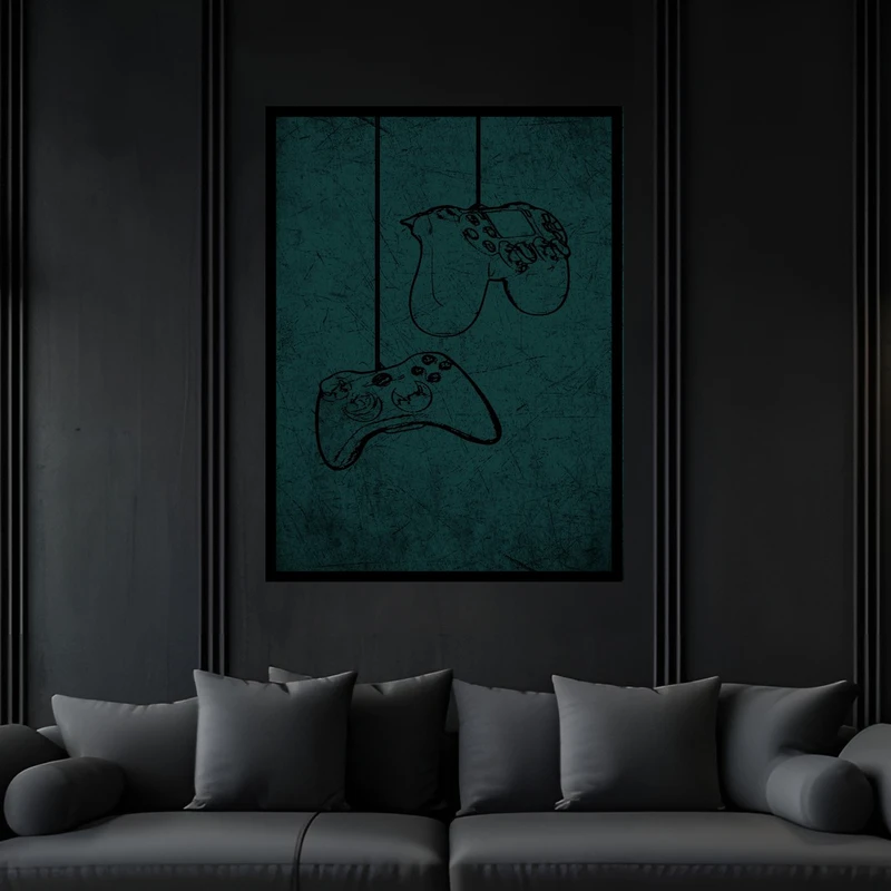 تابلو بکلیت طرح گیم و گیمینگ دسته کنسول بازی ps مدل B-bu6212 فریم مشکی