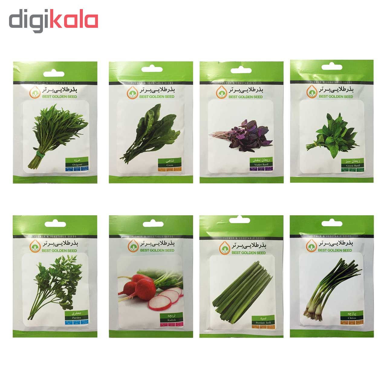 بذر سبزی خوراکی بذر طلایی برتر کد P-S-BZT-08 مجموعه 8 عددی