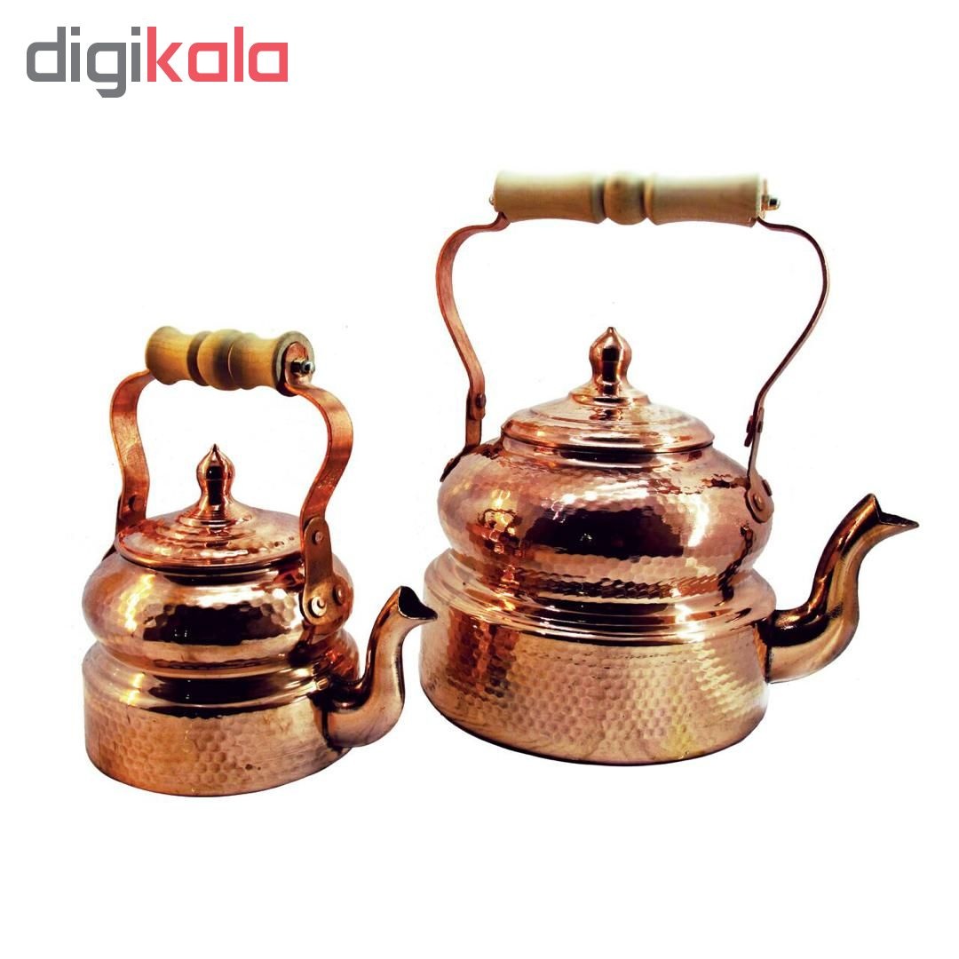 ست کتری و قوری مسی چکشی 3 لیتری
