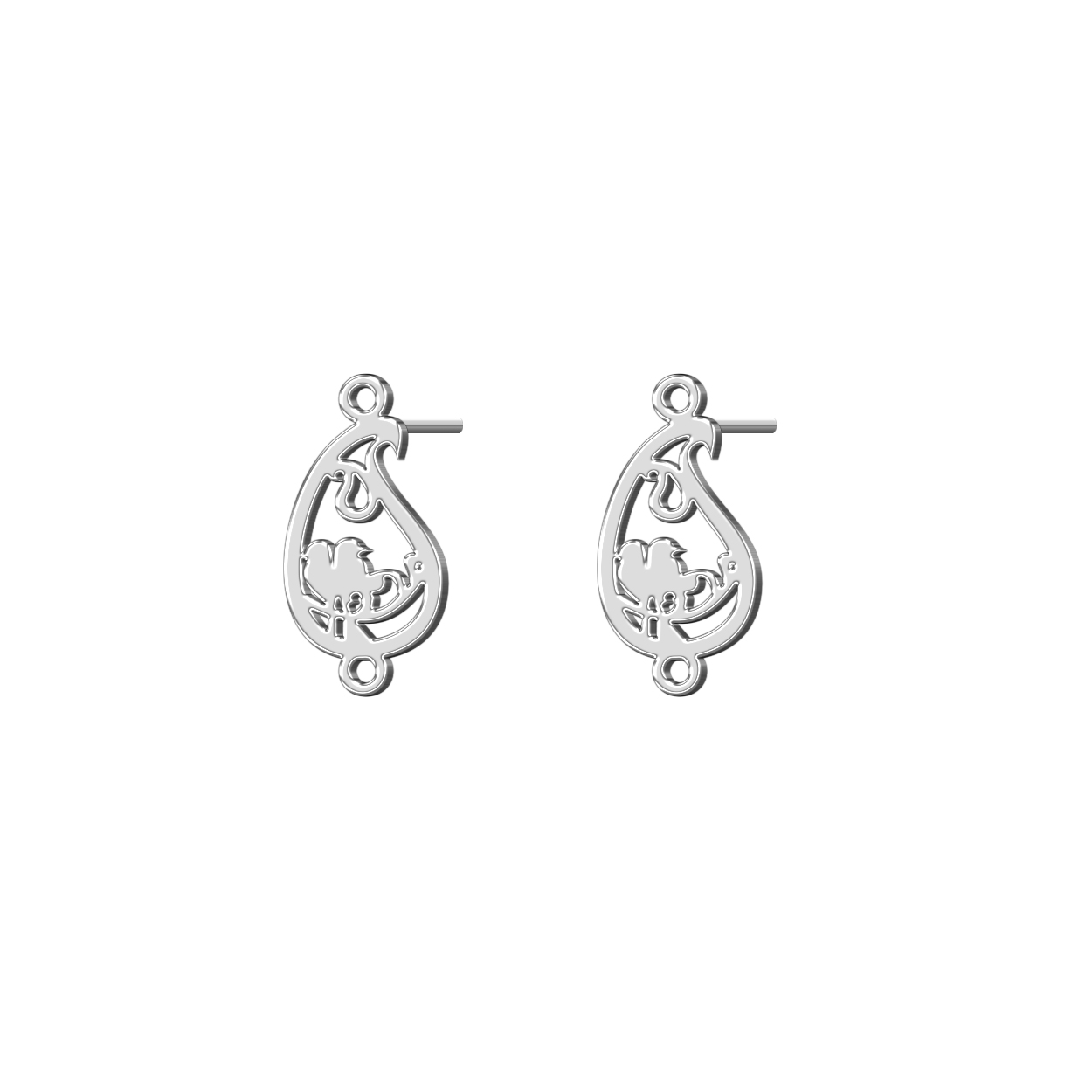 گوشواره نقره زنانه ترمه 1 طرح پرنده کد E466