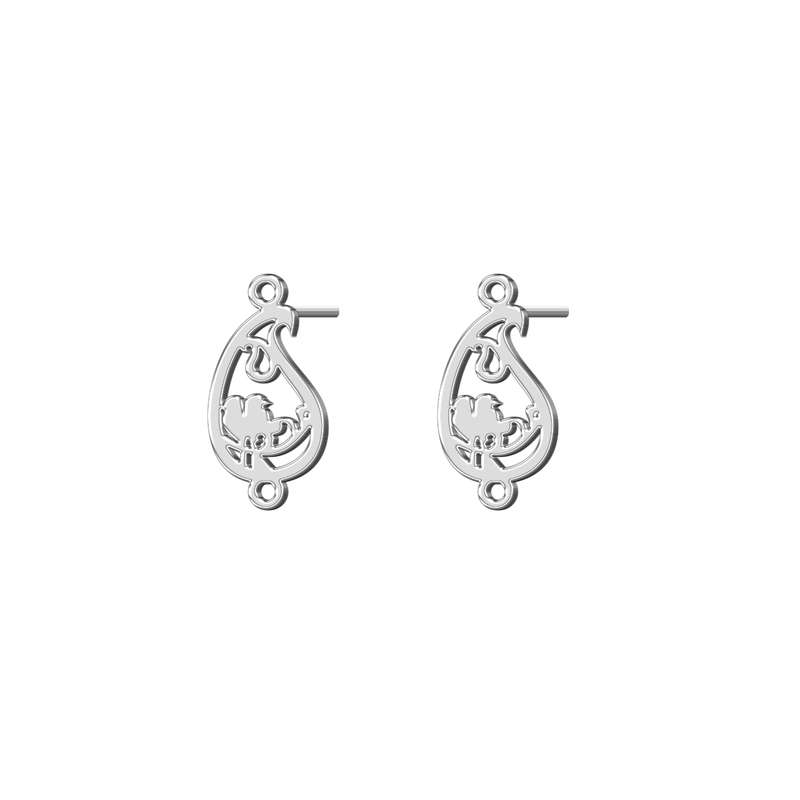 گوشواره نقره زنانه ترمه 1 طرح پرنده کد E466