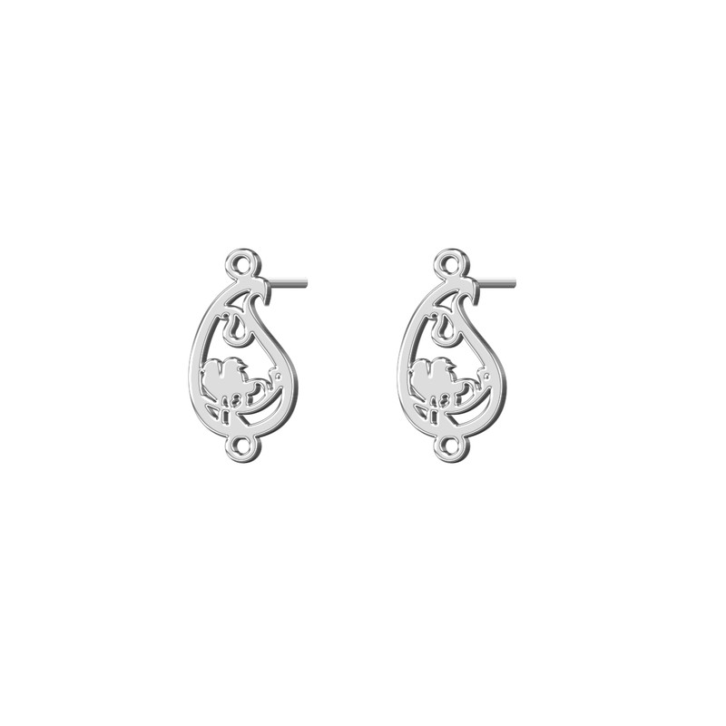 گوشواره نقره زنانه ترمه 1 طرح پرنده کد E466