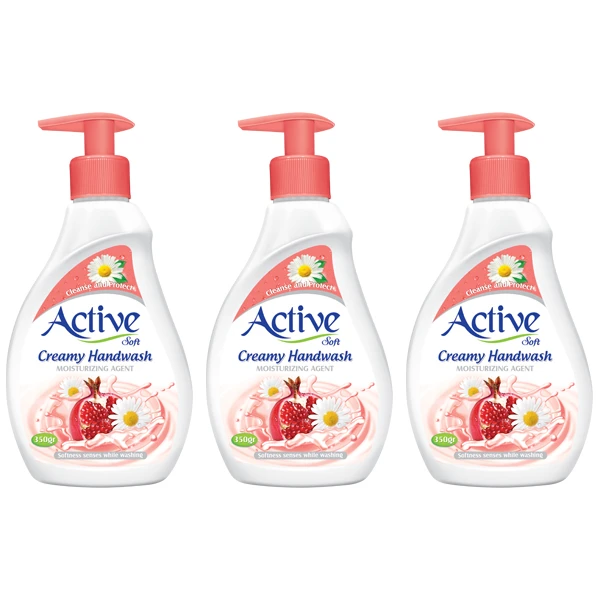 مایع دستشویی کرمی اکتیو مدل pink حجم 350 میلی لیتر بسته 3 عددی