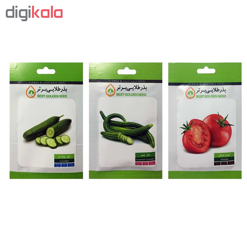 بذر خیار و گوجه بذر طلایی برتر کد P-KHG-BZT-03 مجموعه 3 عددی