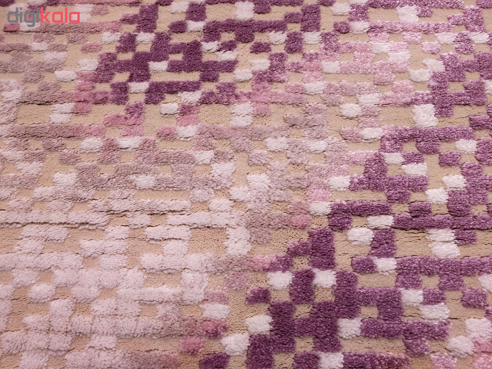 فرش ماشینی زمرد مشهد طرح P24 زمینه کرم صورتی