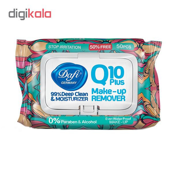 دستمال مرطوب دافی مدل Q10 PLUS STOP IRRIATION بسته 50 عددی