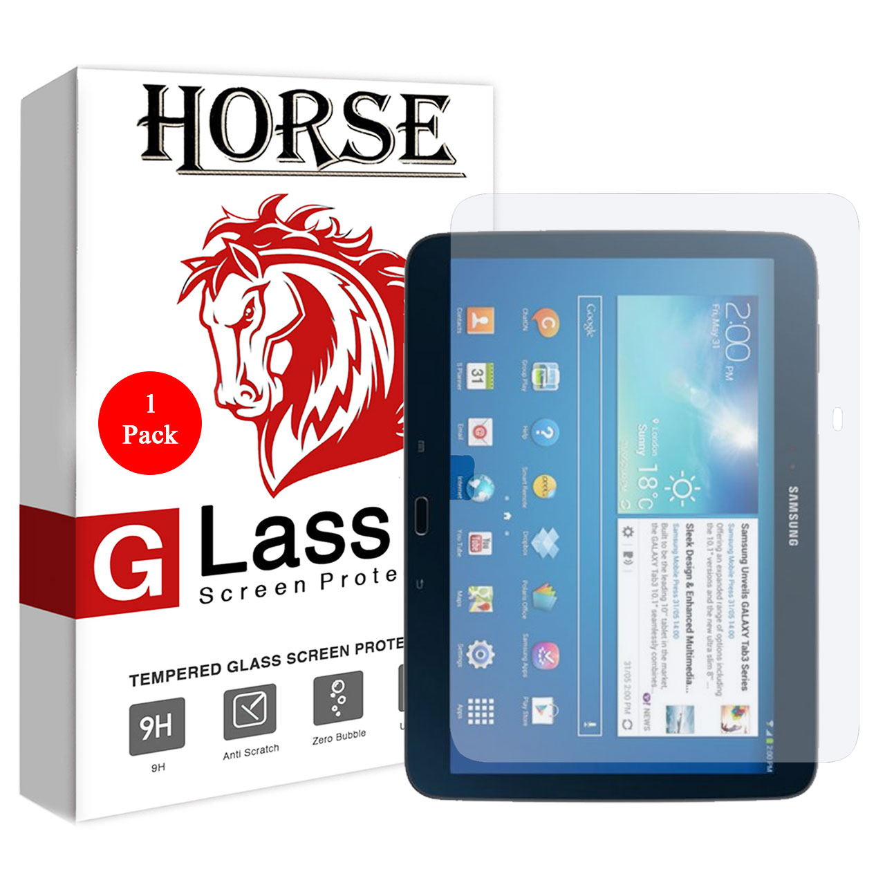 محافظ صفحه نمایش گلس هورس مدل UCC مناسب برای تبلت سامسونگ Galaxy Tab 3 10.1 P5200