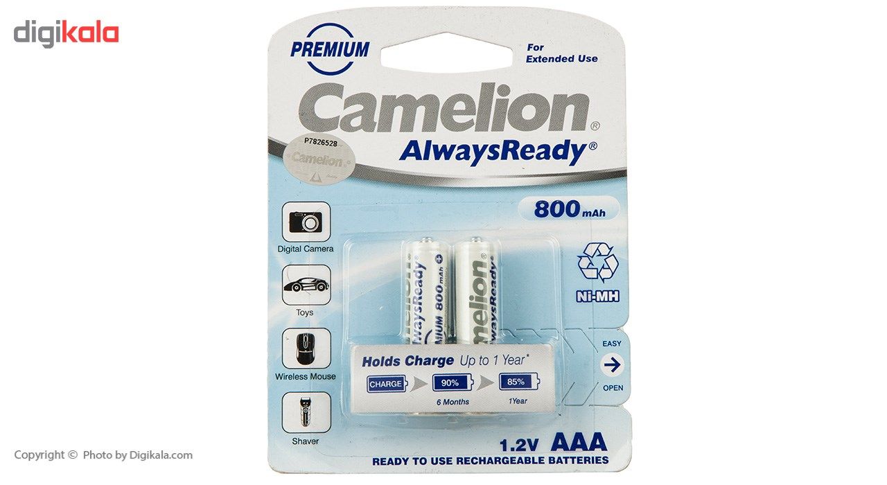 باتری نیم قلمی قابل شارژ کملیون مدل AlwaysReady ظرفیت 800 میلی آمپر ساعت بسته 2 عددی main 1 1