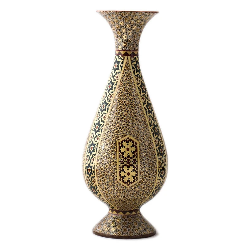 گلدان خاتم کاری رستا طرح  صراحی 1-21-101  ارتفاع 25 سانتی متر