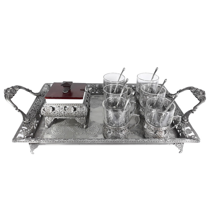 سرویس چای خوری پیوتر 8 پارچه کد M320