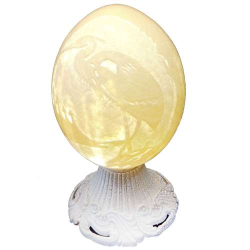 چراغ خواب حکاکی روی تخم شترمرغ طرح لک لک
