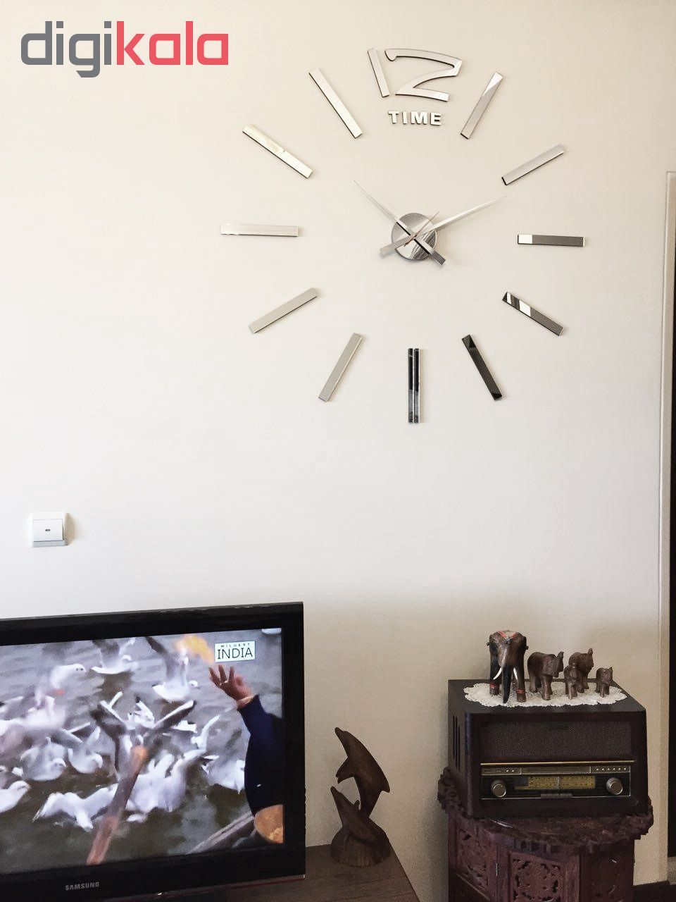 ساعت دیواری پدیده شاپ مدل رافائل نقره ای
