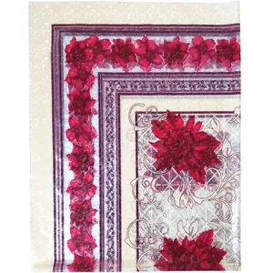 سفره پلاستیکی چهار نفره طرح سوسن رنگ قرمز سایز 92×120 سانتی متر