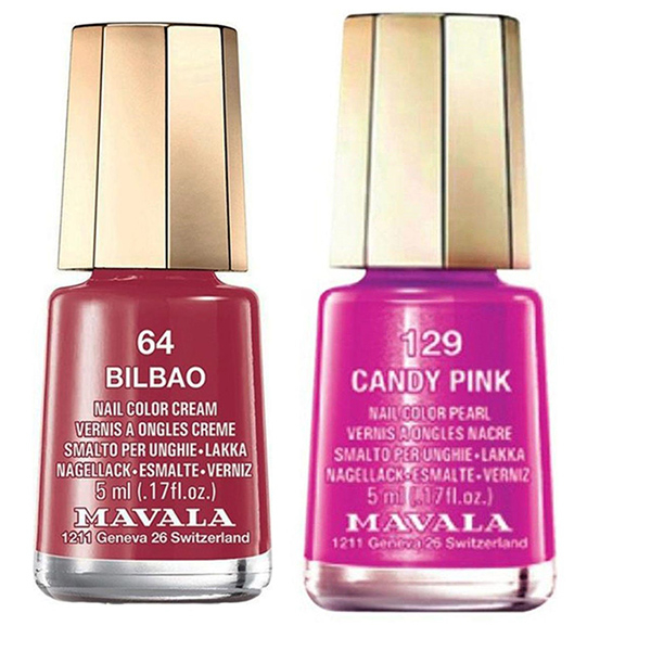 لاک ناخن ماوالا مدل Candy Pink شماره 129 به همراه لاک ناخن ماوالا مدل Bilbao  شماره 64