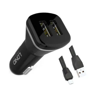 شارژر فندکی الدینیو مدل DL219 همراه کابل تبدیل microUSB