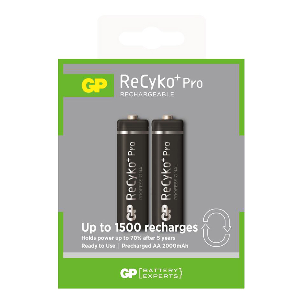 باتری قلمی قابل شارژ جی پی مدل ReCyko Plus Pro 2000 بسته دو عددی