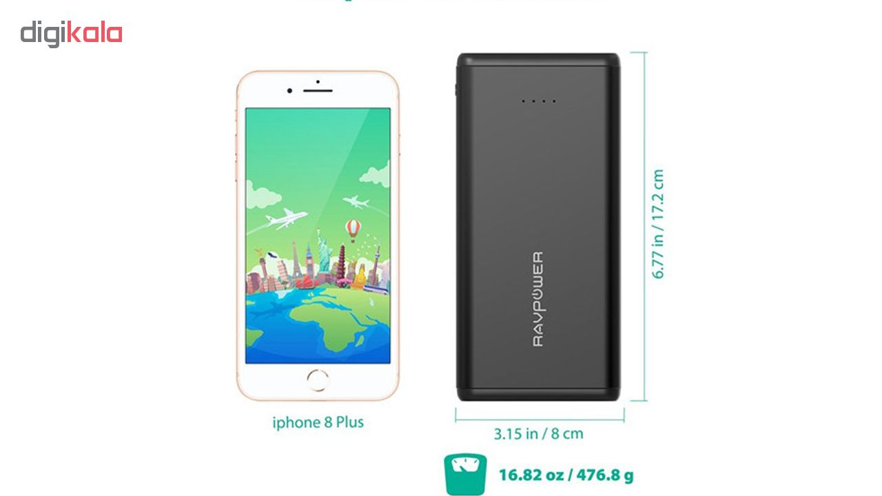 شارژر همراه راو پاور مدل RP-PB006 ظرفیت 20000 میلی آمپر ساعت