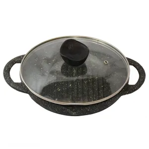 تابه گریل چدنی اُرکا ORCA مدل K Series K3-SR سایز 24 به همراه درب و انبر طبخ و اسپری روغن