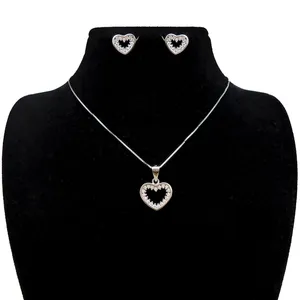 نیم ست نقره آی جواهر طرح قلب کد 77192NN