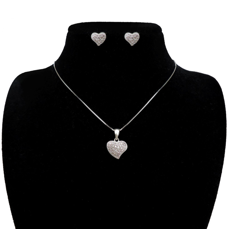 نیم ست نقره آی جواهر طرح قلب کد 77193NN