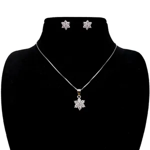 نیم ست نقره آی جواهر طرح فلاور کد 77194NN