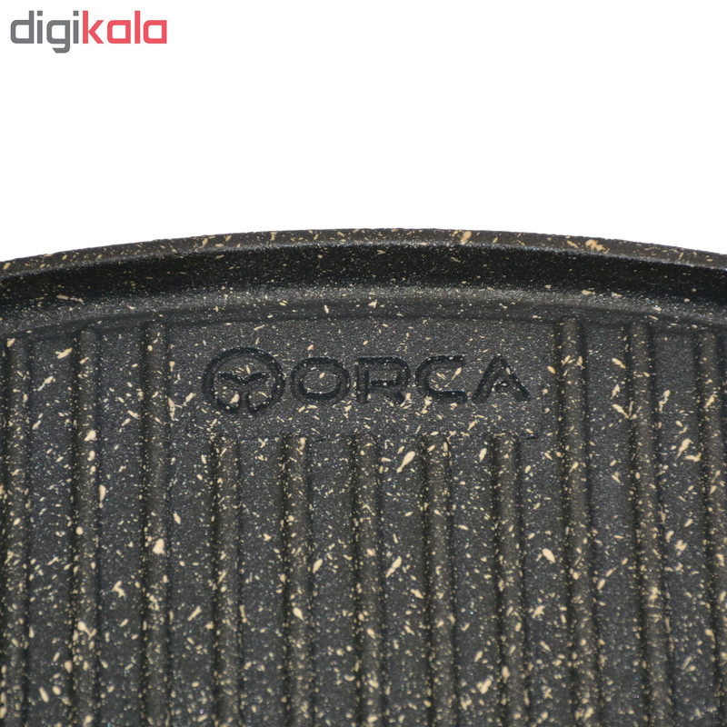 تابه گریل چدنی اُرکا ORCA مدل Hseries H3-SR سایز 30 به همراه درب و انبر طبخ و اسپری روغن