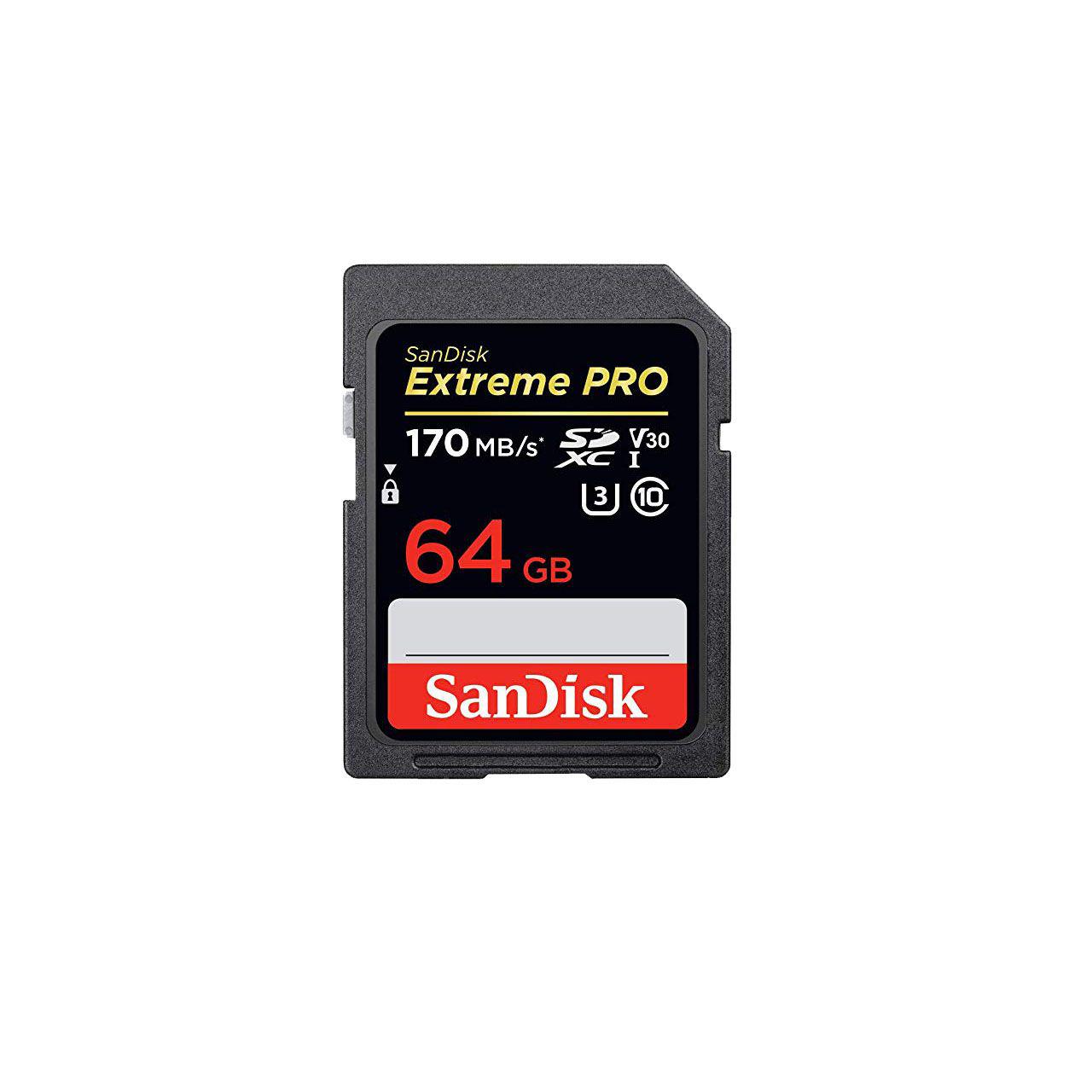 کارت حافظه SDXC سن دیسک مدل Extreme Pro V30 کلاس 10 استاندارد UHS-I U3 سرعت 170MBps ظرفیت 64 گیگابایت